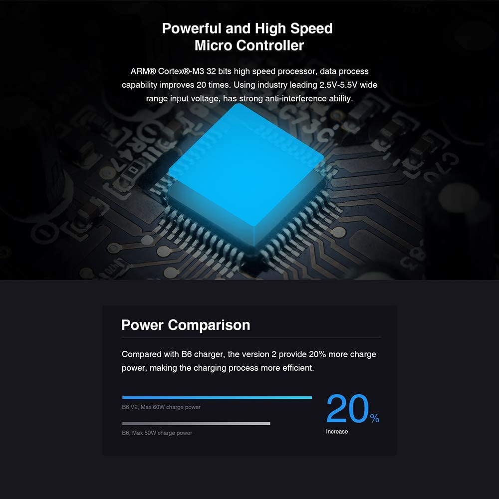 SkyRC iMAX B6 V2 Charger 60 W 6 A DC/DC Converter Compatible with DJI Mavic Inspire NiMH/NiCd/LiPo/LiHV/Life/Li-Ion/Pb Smart Battery