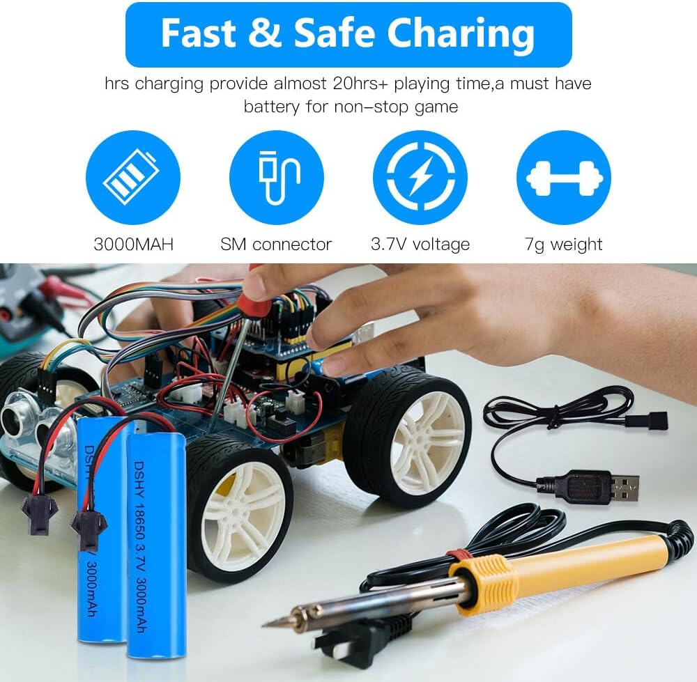 1 Piece Lithium Ion Battery 3.7V 3000mAh SM-2P Plug Compatible with DE45 DE42 1:14 Off-road and Drift Racing