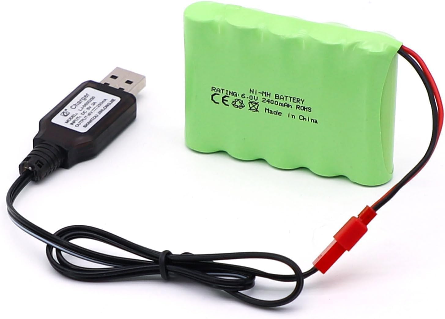 RC baterija 6V 2400mAh Ni-MH AA s JST utikačem za automobil, brod, spremnik | USB