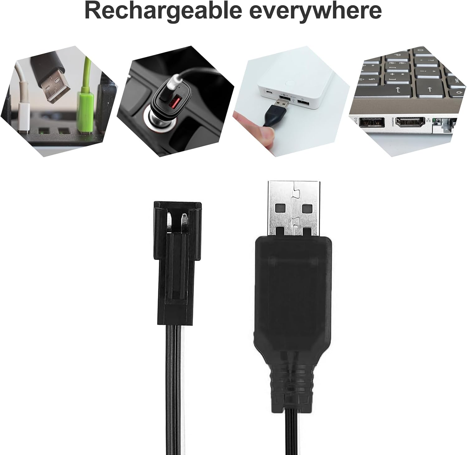 2 Pezzi Caricabatteria USB 3.7V Cavi Caricabatteria RC per Batterie NiCd/NiMH/LiPo con Spina SM-2P Compatibile con Auto RC, Droni FPV