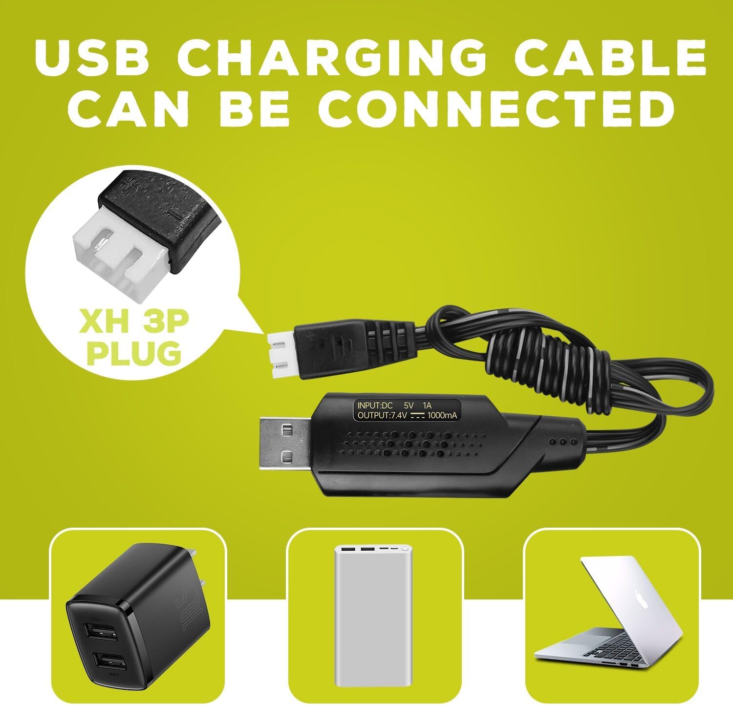 Set of 4 Li-ion 3.7V 3000mAh Batteries with USB Chargers for RC Cars, Compatibility with DE45 DE42 1:14 Off-Road and Drift Racing Models