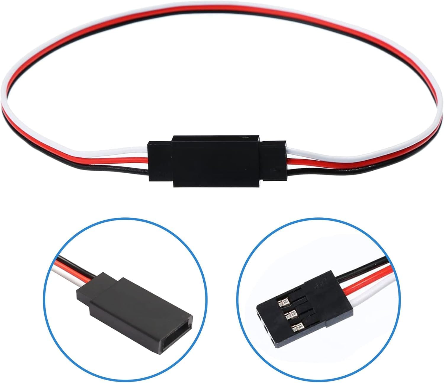 Set 24 Pezzi Cavi Servo di Estensione 3 Pin JR Maschio a Futaba Femmina – Prolunghe Servo RC da 10/15/30/50 cm – Compatibili con Auto, Droni, Aerei