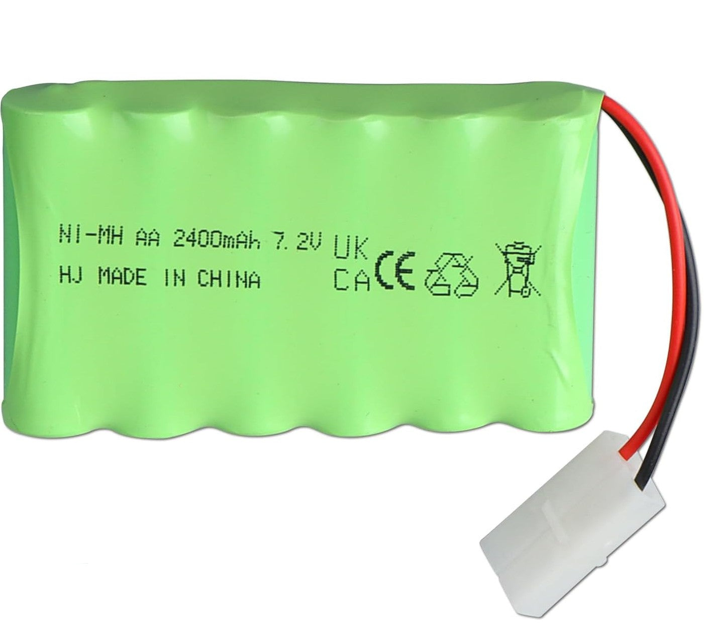 7,2V 2400mAh NiMH baterija za RC modeliranje | USB polnjenje | Združljiva z RC avtomobili, RC rezervoarji, RC čolni, zelena