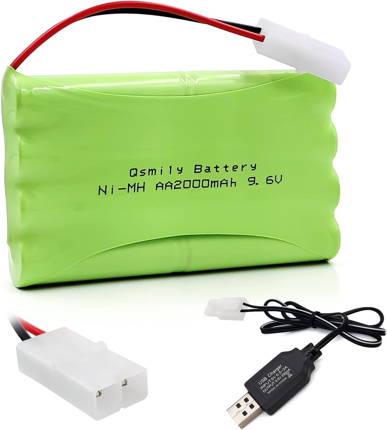 AA 9,6 V 2000 mAh punjiva baterija s Tamiya konektorom | USB kabel | Idealno za RC