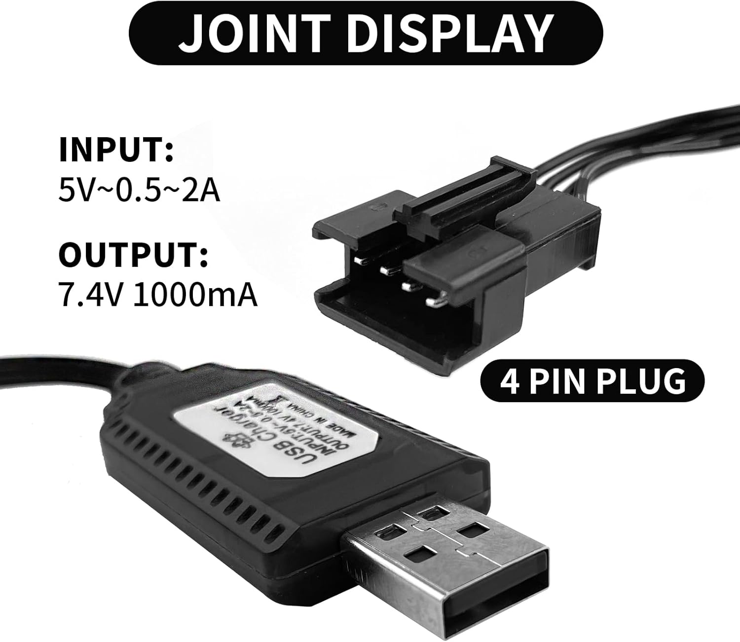 2 Pezzi Caricabatterie USB Universale per Batterie LiPo 7.4V 2S - 4PIN SM-4P - Compatibile con Auto/Drone/Barca RC - Protezione Sovraccarico - Indicatore di Carica, Nero