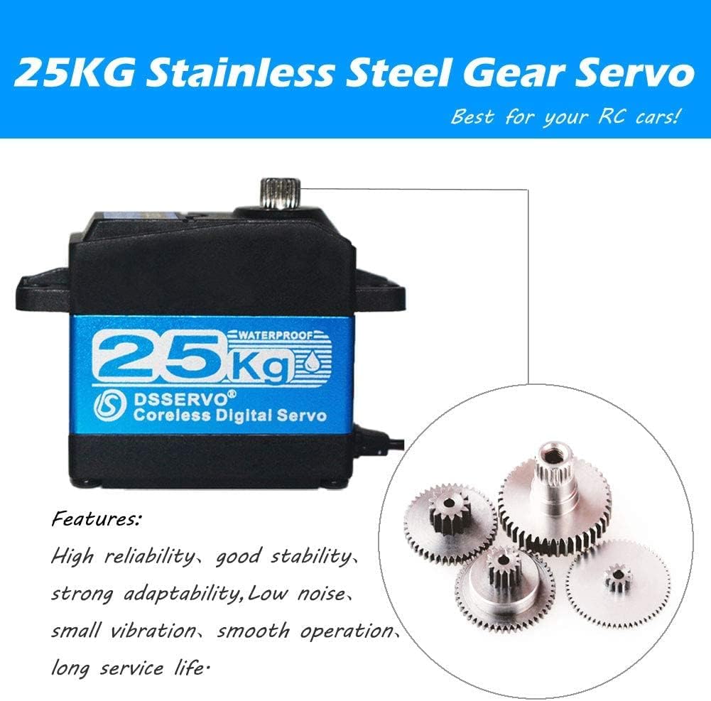 Servomotore Digitale Coreless DS3225PRO 7.4V 25KG | Rotazione 180° | Ingranaggi in Alluminio Inossidabile per Robotica, Auto Baja 1/10, Camion RC