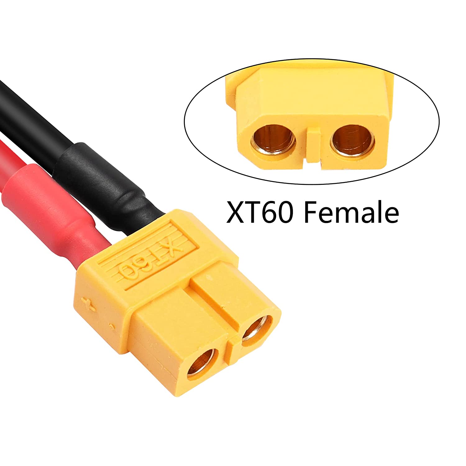 Cavo XT60 Femmina a O Ring Terminal | 1Mt 12AWG Filo di Silicone | Per RC Lipo e Drone Racing FPV, Rosso