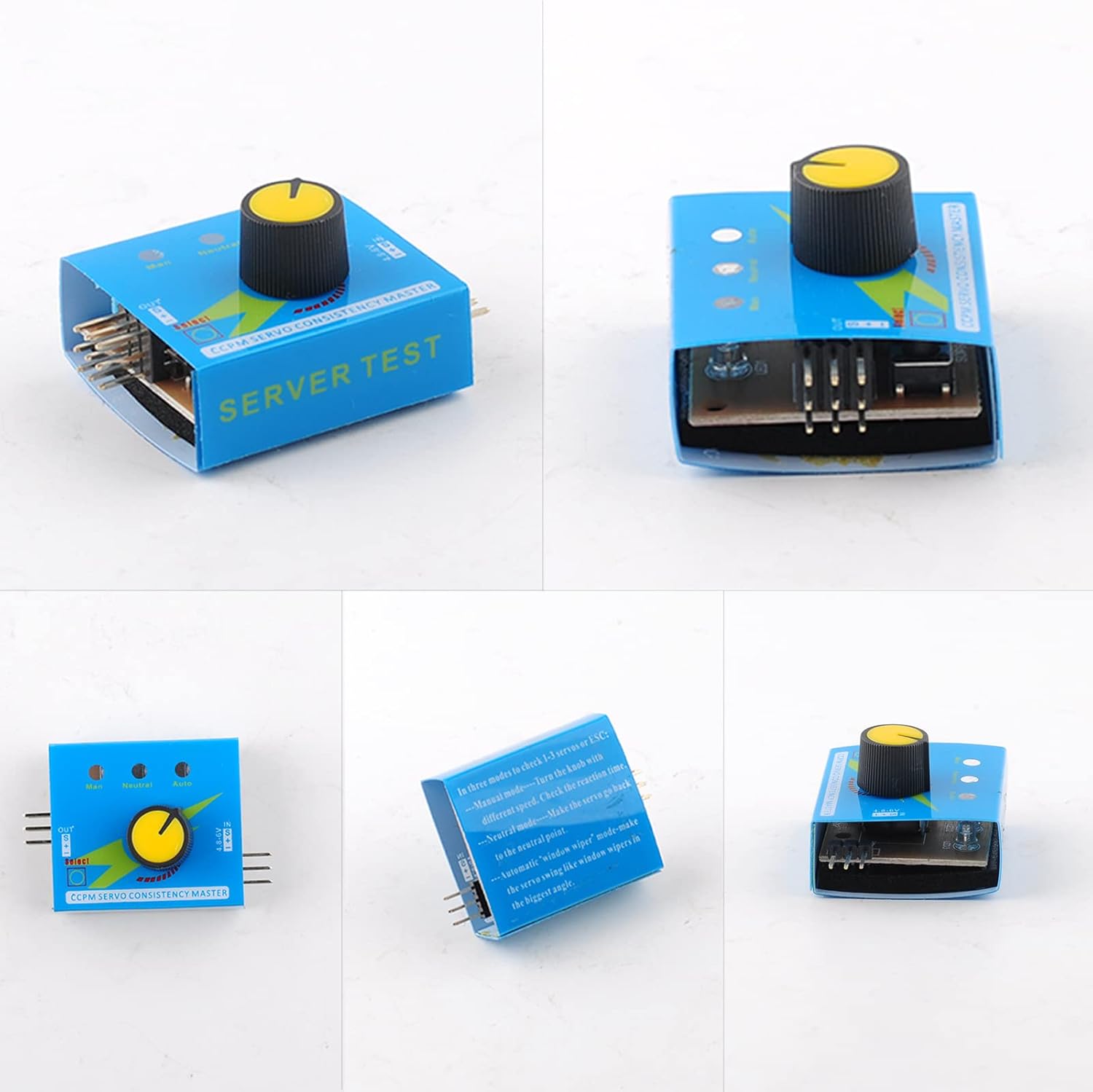 Kit tester per servomotori Servo SG90 9g + RC Micro Servo Tester Controller + Alloggiamento portabatteria 4AA con connettore JR