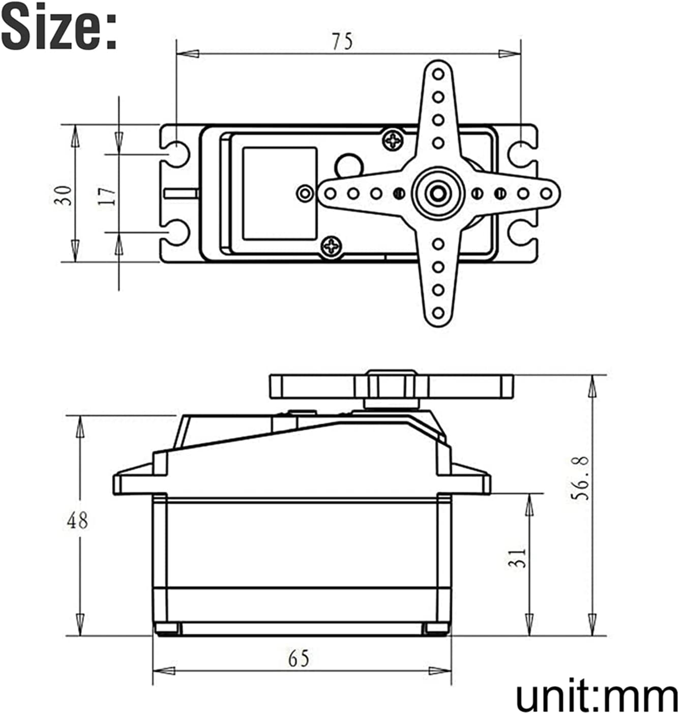 Metal Gear Servo Motor DS5180 7.4V High Torque 80KG Digital Servo with Self-modeling Cam 18T for Robotic Truck Model Baja Car 1/10 (180 degrees)