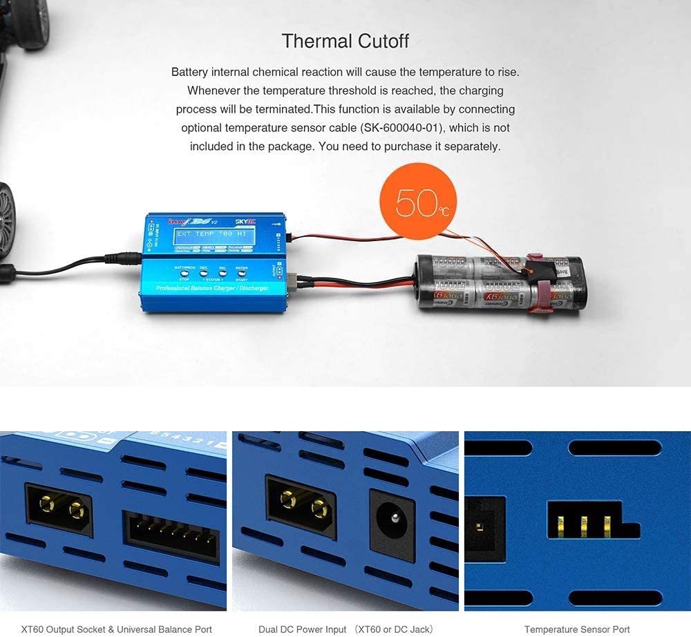 SkyRC iMAX B6 V2 Charger 60 W 6 A DC/DC Converter Compatible with DJI Mavic Inspire NiMH/NiCd/LiPo/LiHV/Life/Li-Ion/Pb Smart Battery