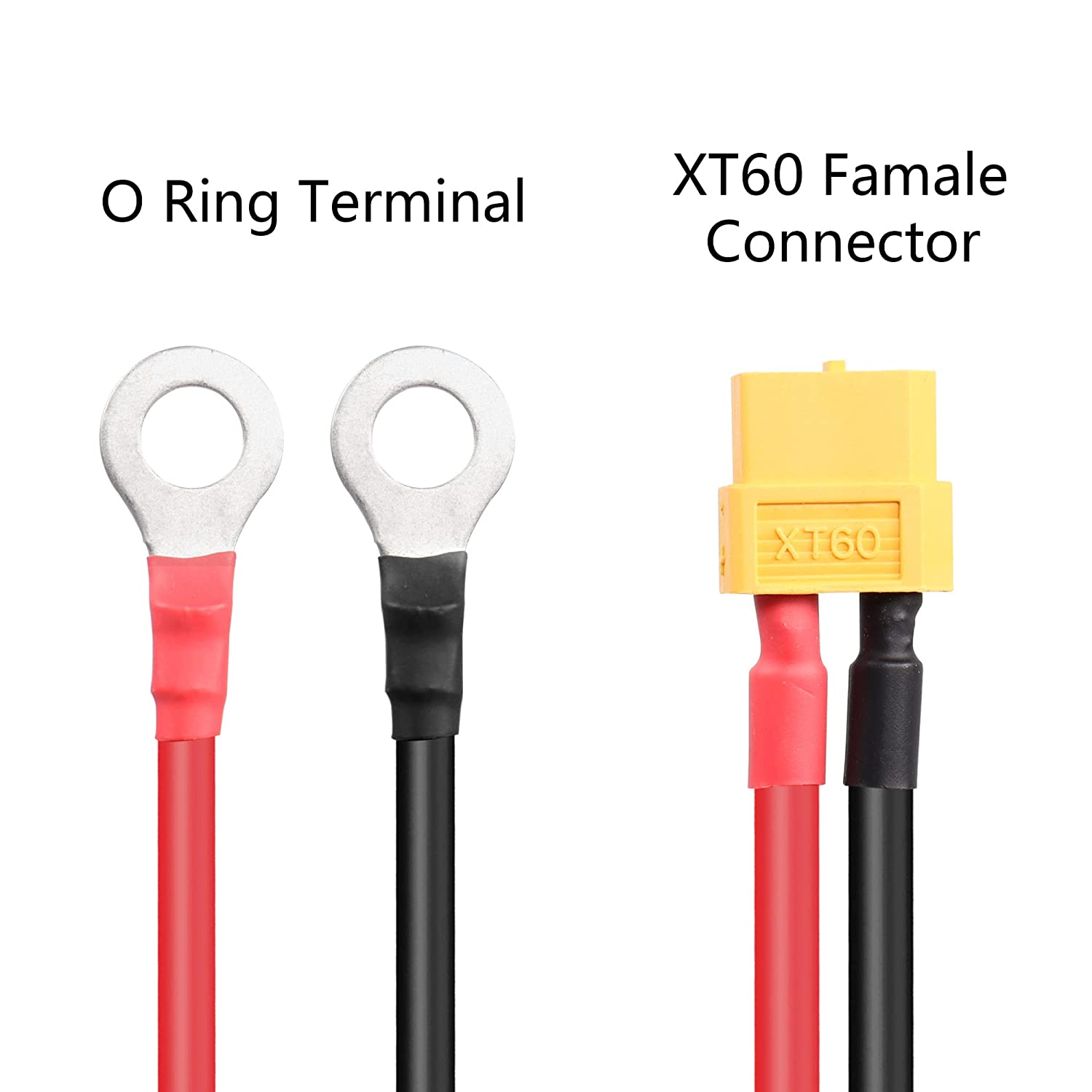 XT60 to O Ring Terminal Cable, XT60 Female to O Ring Connector Cable, with 1 Mt 12AWG Silicon Wire, for RC Lipo Battery FPV Drone Racing (1Mt)