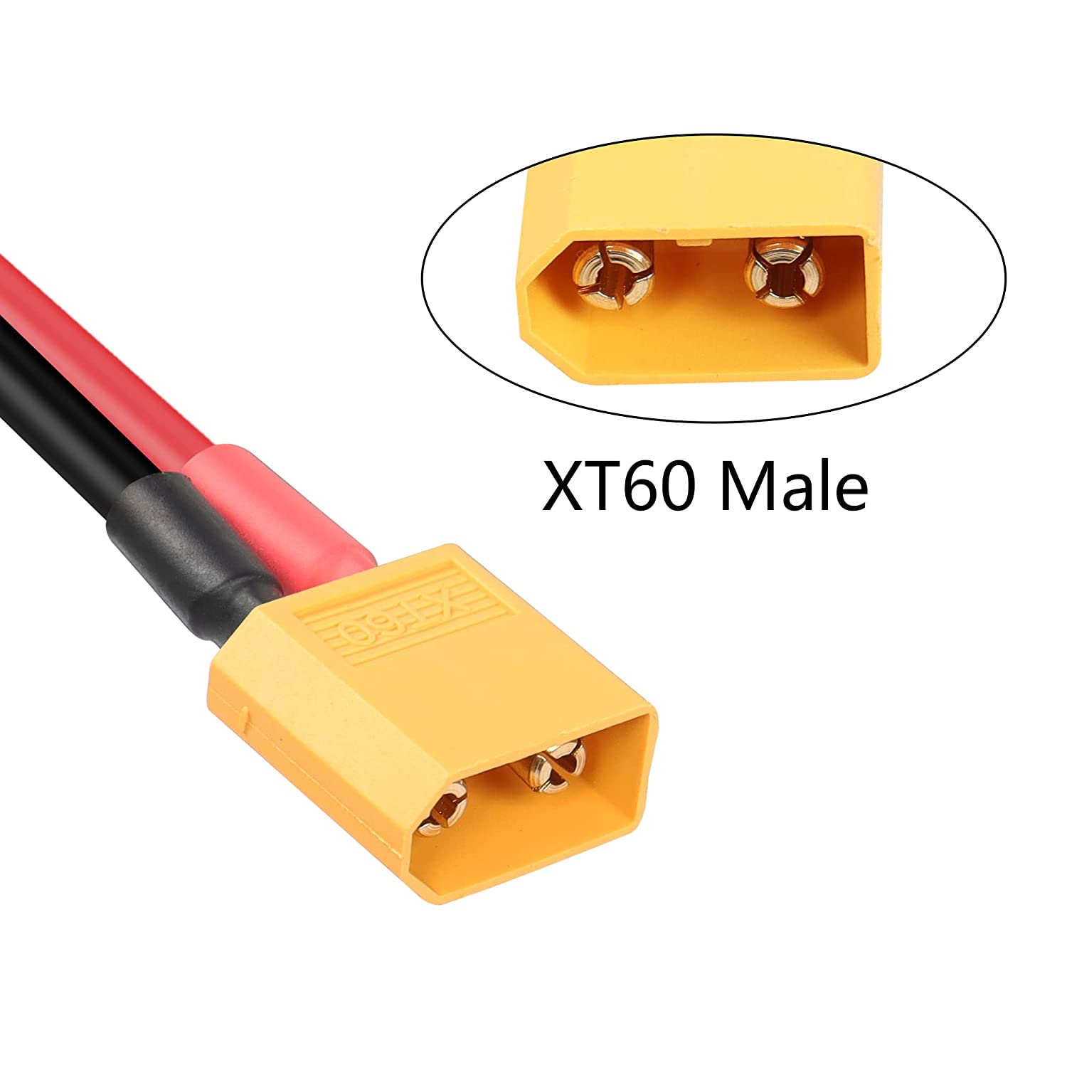 Cavo XT60 Maschio a O Ring, 1M 12AWG Filo Siliconico | Collegamenti Affidabili per RC Lipo e FPV Drone Racing, Rosso