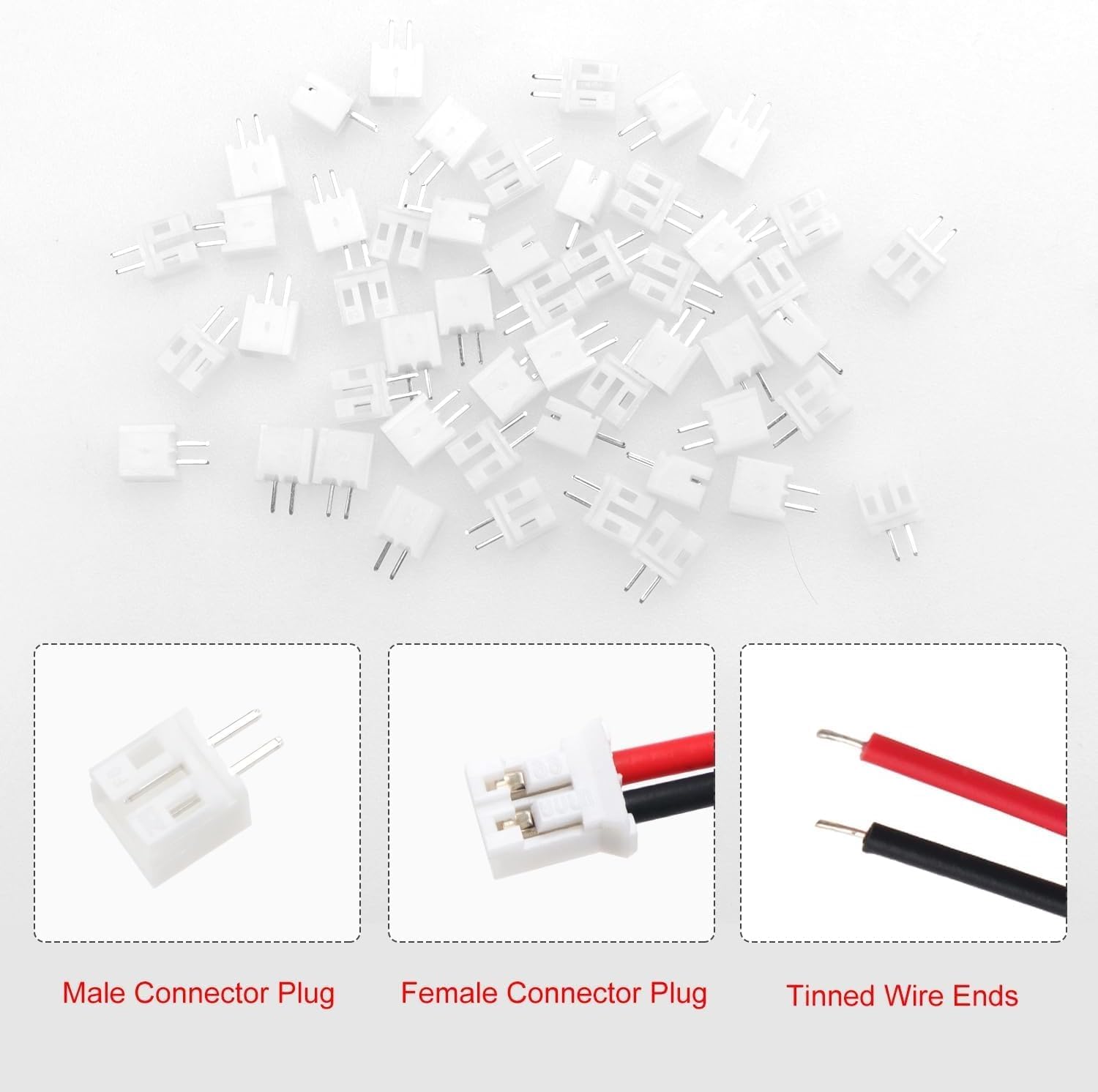 100 Paia Connettori JST PH 2.0 2 Pin 10cm 24AWG Maschio Femmina Drone LED RC DIY