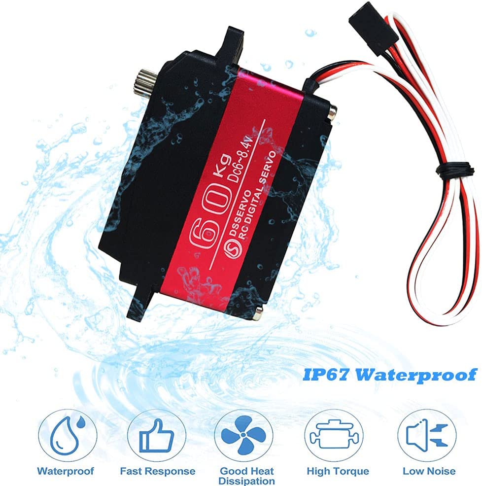 Digital Servomotor DS5160 7.4V 60KG with 18T Cam Servomotor for Robotic Truck Model Baja Car 1/10 (180 degrees)