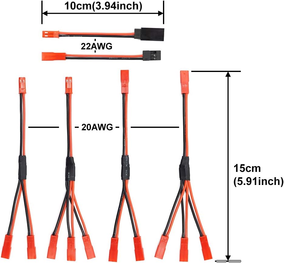 6 Cavi Splitter JST e Adattatori JST JR Y 2/3 Vie RC TRX-4 ESC Luci Ventole Auto RC