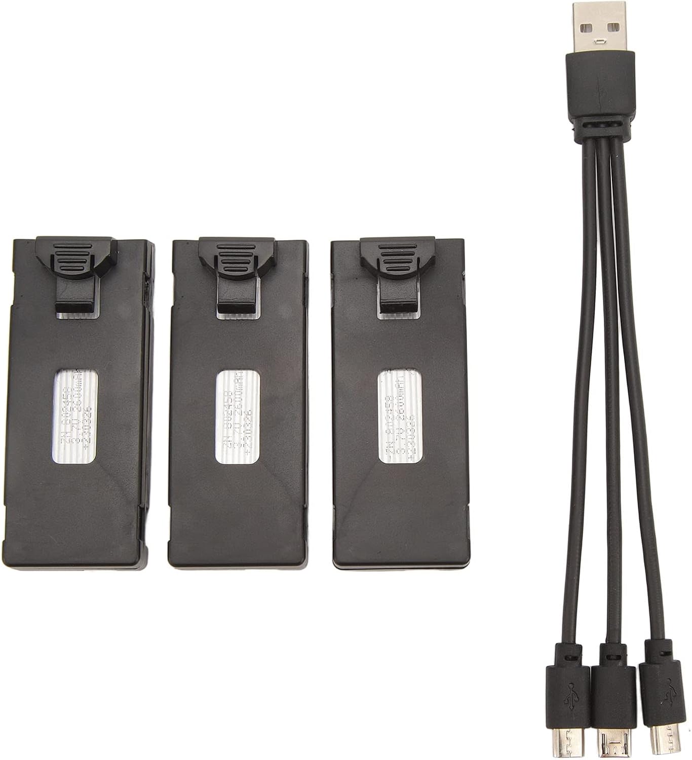 3 Pezzi Batterie al Litio 3.7V 2600mAh per Drone E88, E88Pro, LS E525, E525Pro con Cavo di Ricarica USB – Set di Batterie RC per Aerei e Droni Telecomandati