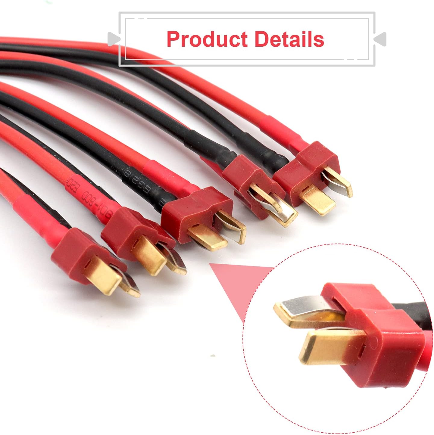 Set 5 Paia Connettori Deans T-Plug Maschio e Femmina con Cavo in Silicone 14AWG da 165 mm – Connettori ad Alta Corrente per Batterie Lipo, Droni, Auto ed Elicotteri RC