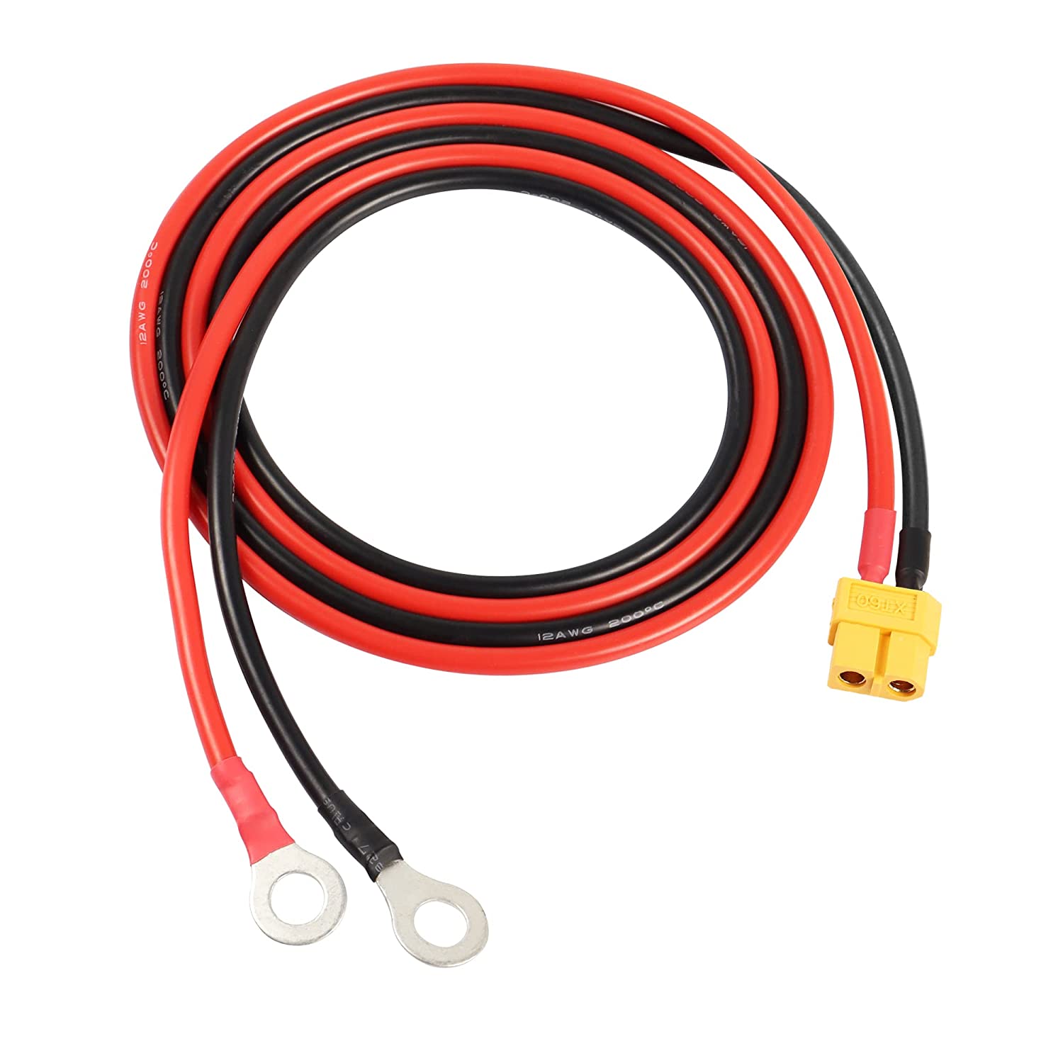 XT60 to O Ring Terminal Cable, XT60 Female to O Ring Connector Cable, with 1 Mt 12AWG Silicon Wire, for RC Lipo Battery FPV Drone Racing (1Mt)
