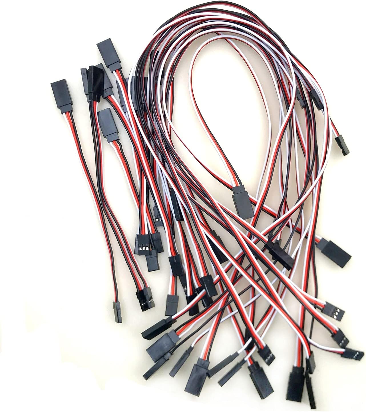 25 Pieces Servo Extension Cable Kit - JR Style Male to Female - 26 AWG - Various Lengths (10cm, 15cm, 30cm, 50cm, 60cm) - for Remote Control Aeromodels