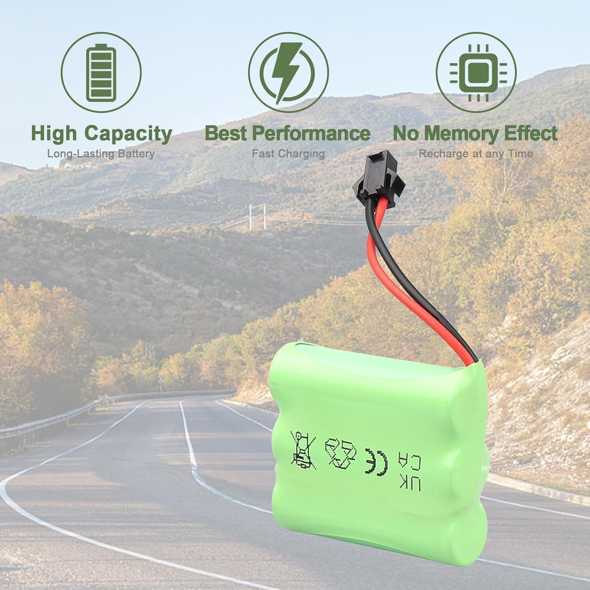 2 Batterie NiMH 3.6V 2400mAh AA con Connettore SM-2P – Batterie Ricaricabili per Auto RC, Camion, Veicoli da Cantiere, Giocattoli, Luci e Dispositivi Elettrici