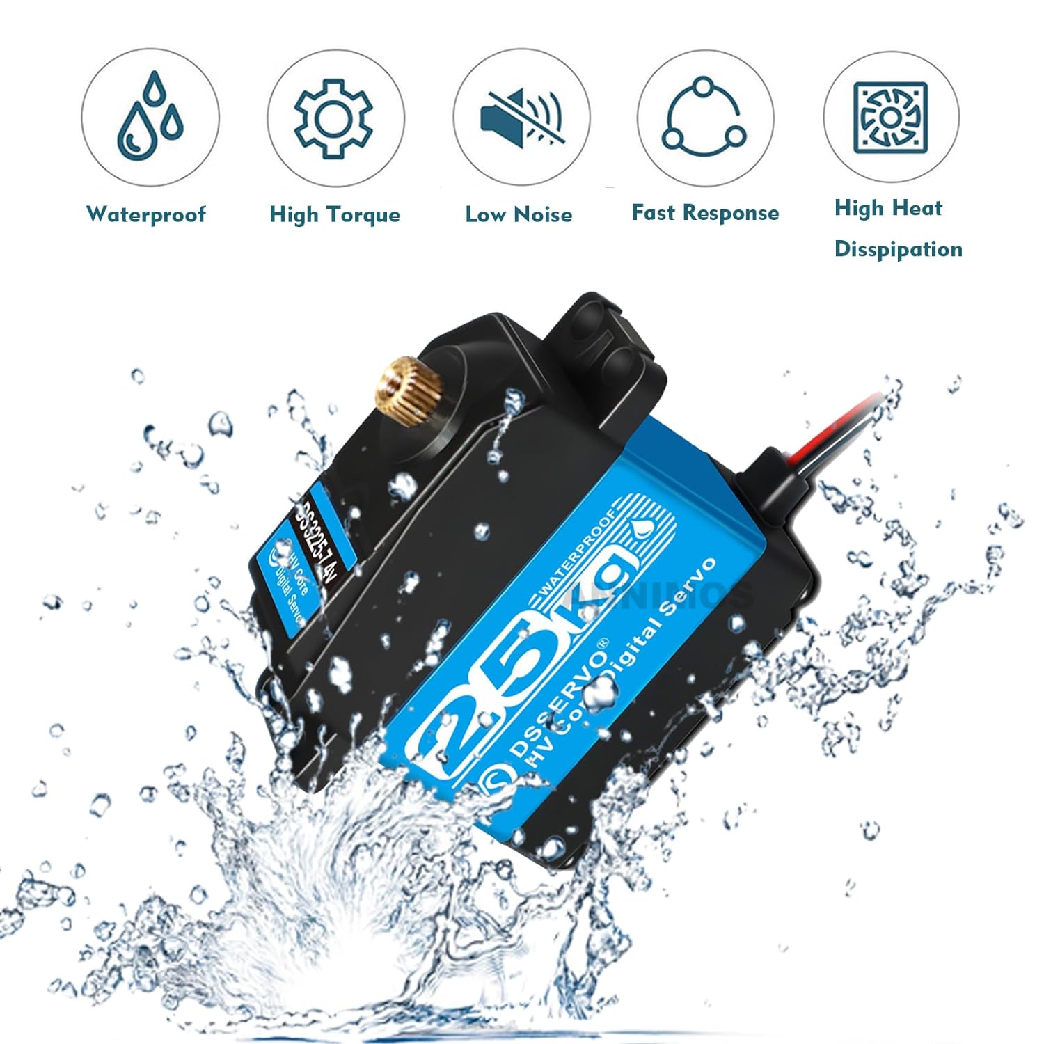 2 Pieces 25KG RC Steering Servo, 7.4V High Torque Digital Motor with Stainless Steel Gears, Waterproof, 180° for Robotic Cars and DIY Projects