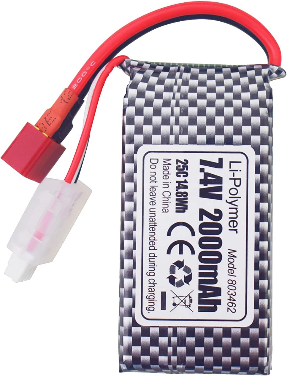 Set 2 Batterie LiPo 7.4V 2000mAh con T-plug e Caricatore 2in1 | Compatibile RC 9200, 9200E, S920, 9125