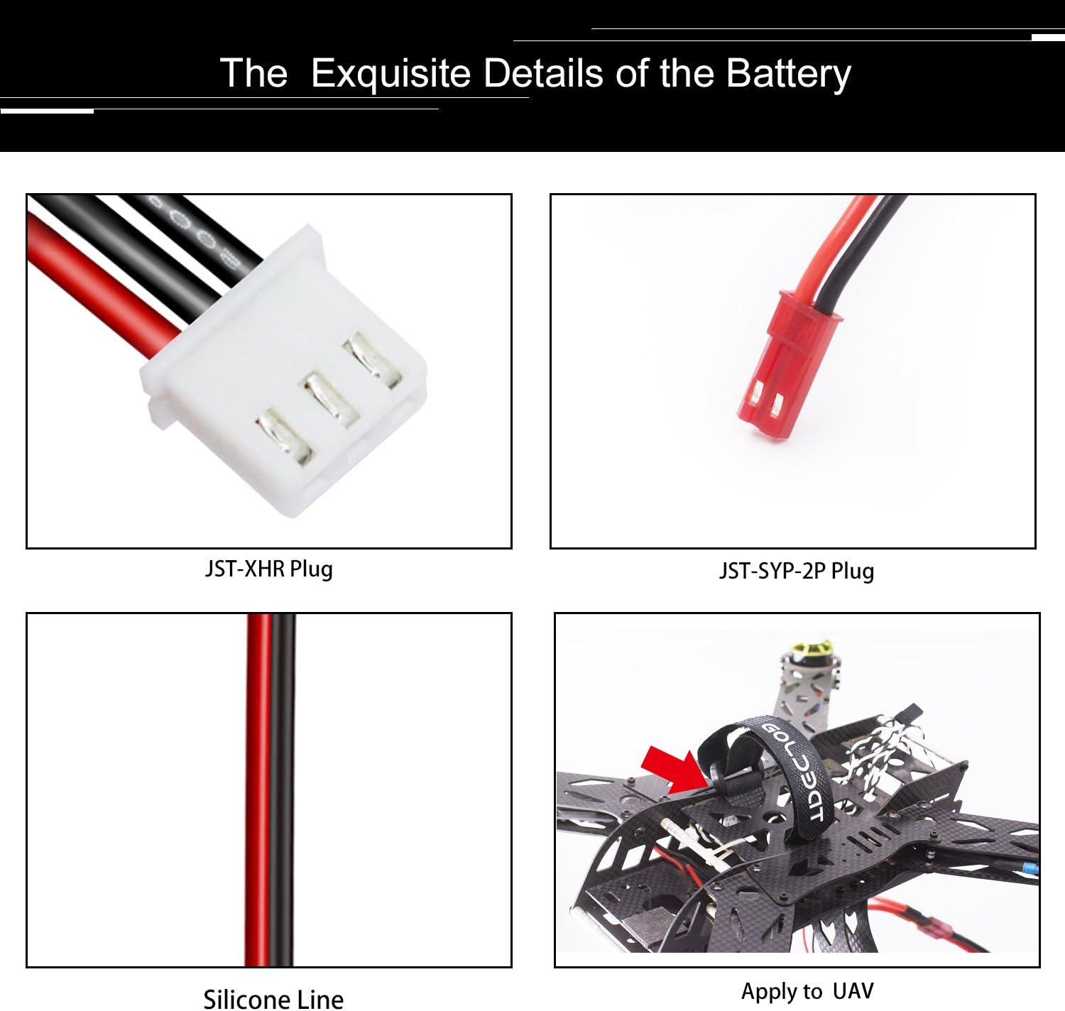Batteria Lipo 2 Celle 7.4V 450mAh 50C con Connettore JST, Cavo in Silicone e Guscio Morbido - Dimensioni 55x30x9 mm, Peso 32g - Alta Potenza per Modelli RC
