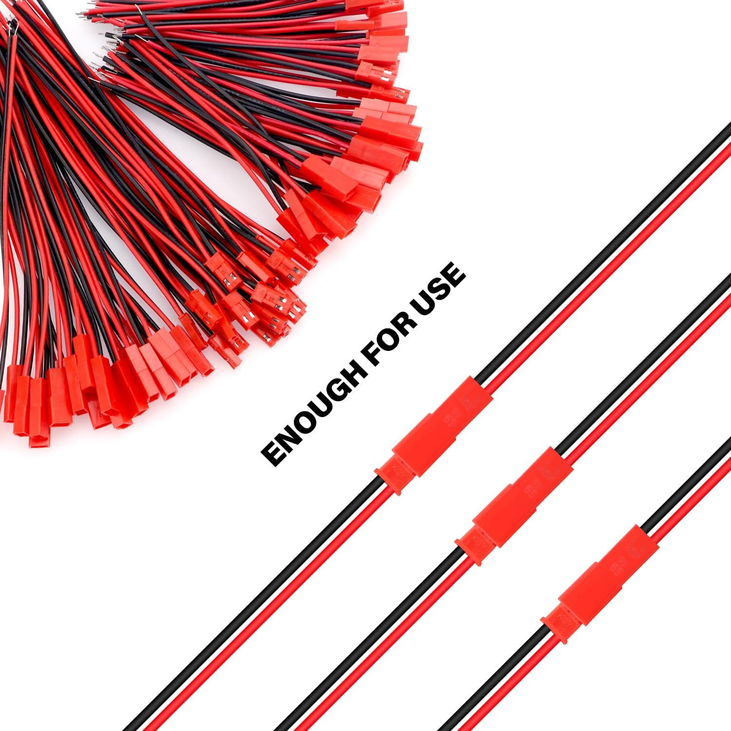 Set 40 JST 22 AWG Connectors, 2 Pin Male and Female, Length 10 Cm 15 Cm - Ideal for LEDs, Strip Lamps, RC Batteries and Toys