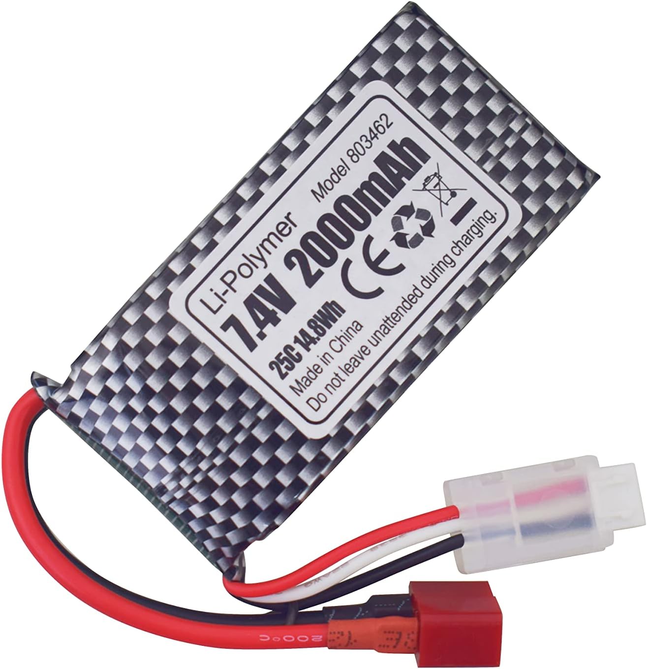 Set 2 Batterie LiPo 7.4V 2000mAh con T-plug e Caricatore 2in1 | Compatibile RC 9200, 9200E, S920, 9125