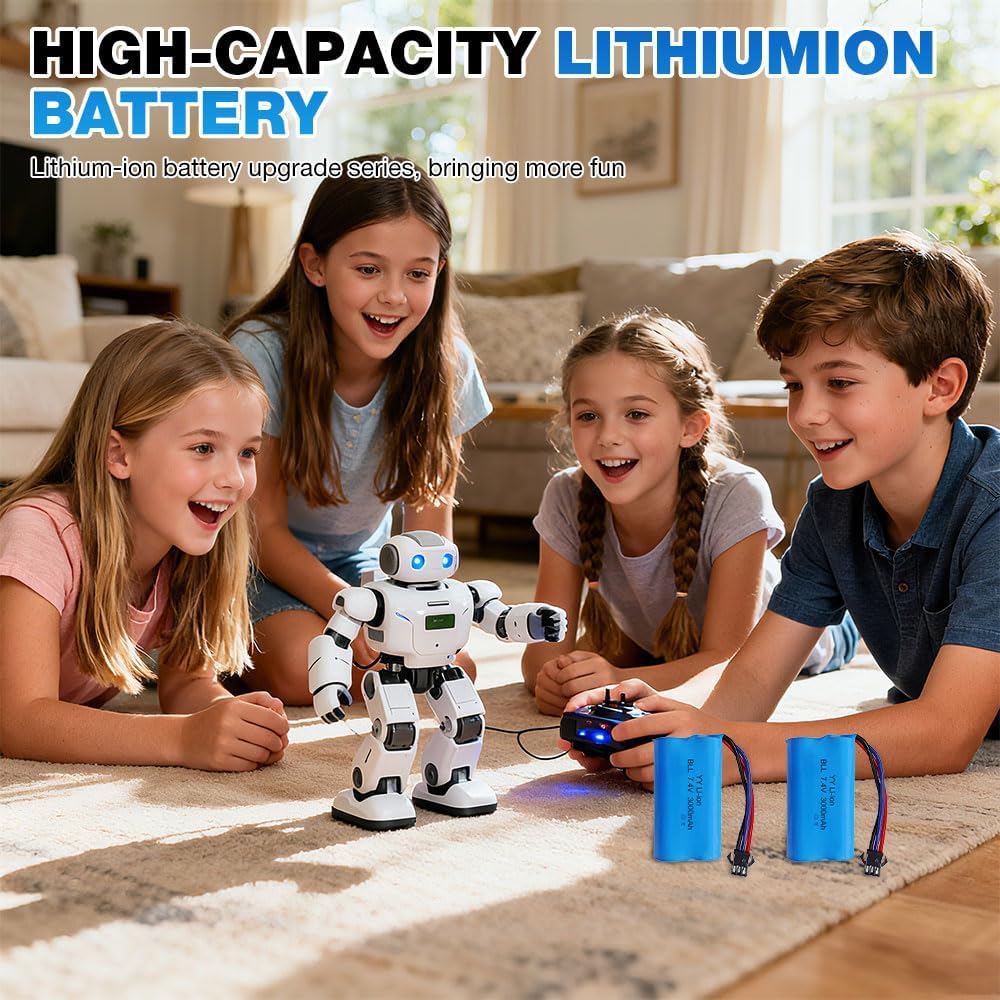 Lot de 4 batteries Li-ion 3.7V 3000mAh avec chargeurs USB pour voitures RC, compatibles avec les modèles DE45 DE42 1:14 Off-road et Drift Racing.