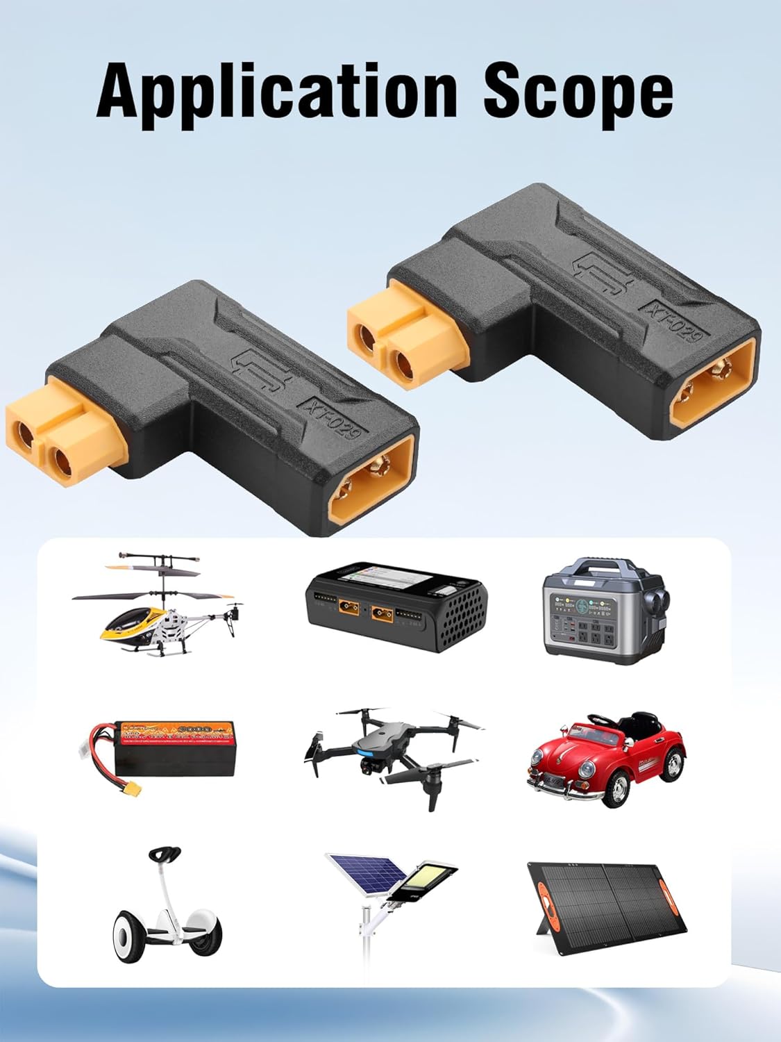 2 Adattatori XT60 90° Maschio Femmina Senza Cavo LiPo FPV RC Drone Auto Modellismo