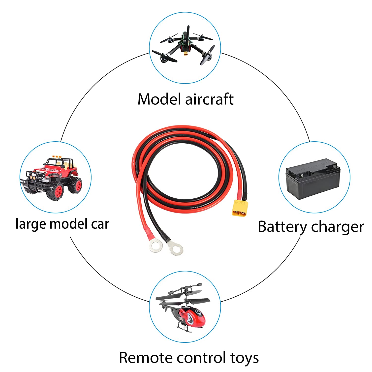 Cavo XT60 Maschio a O Ring, 1M 12AWG Filo Siliconico | Collegamenti Affidabili per RC Lipo e FPV Drone Racing, Rosso