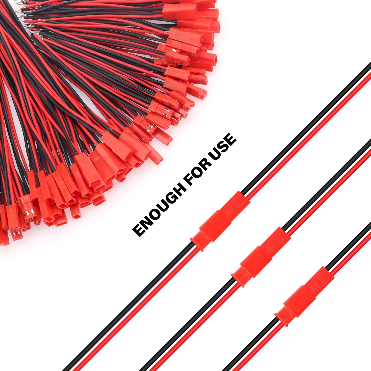 Set 60 JST 22 AWG Connectors, 2 Pin Male and Female, Length 10 Cm 15 Cm - Ideal for LEDs, Strip Lamps, RC Batteries and Toys