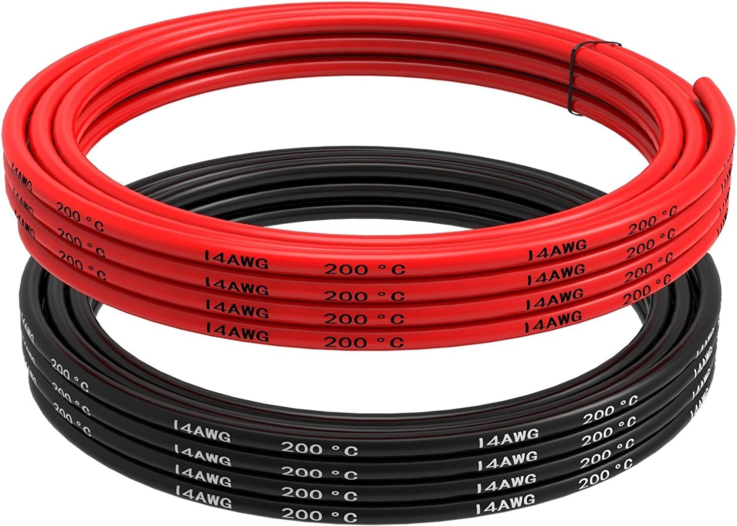 Cavo Siliconico 14 AWG | 5m Flessibile e Resistente alle Alte Temperature | Per Cablaggio Elettrico, Rosso