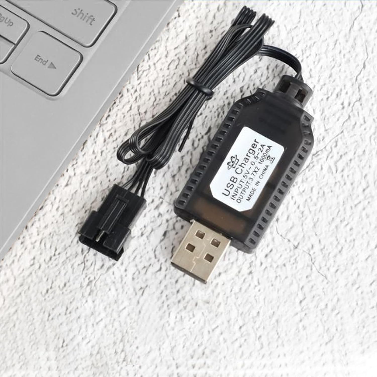 4 Pieces Universal USB Battery Charger for 7.4V 2S LiPo Batteries - 4PIN SM-4P - Compatible with RC Car/Drone/Boat - Overcharge Protection - Charge Indicator, Black