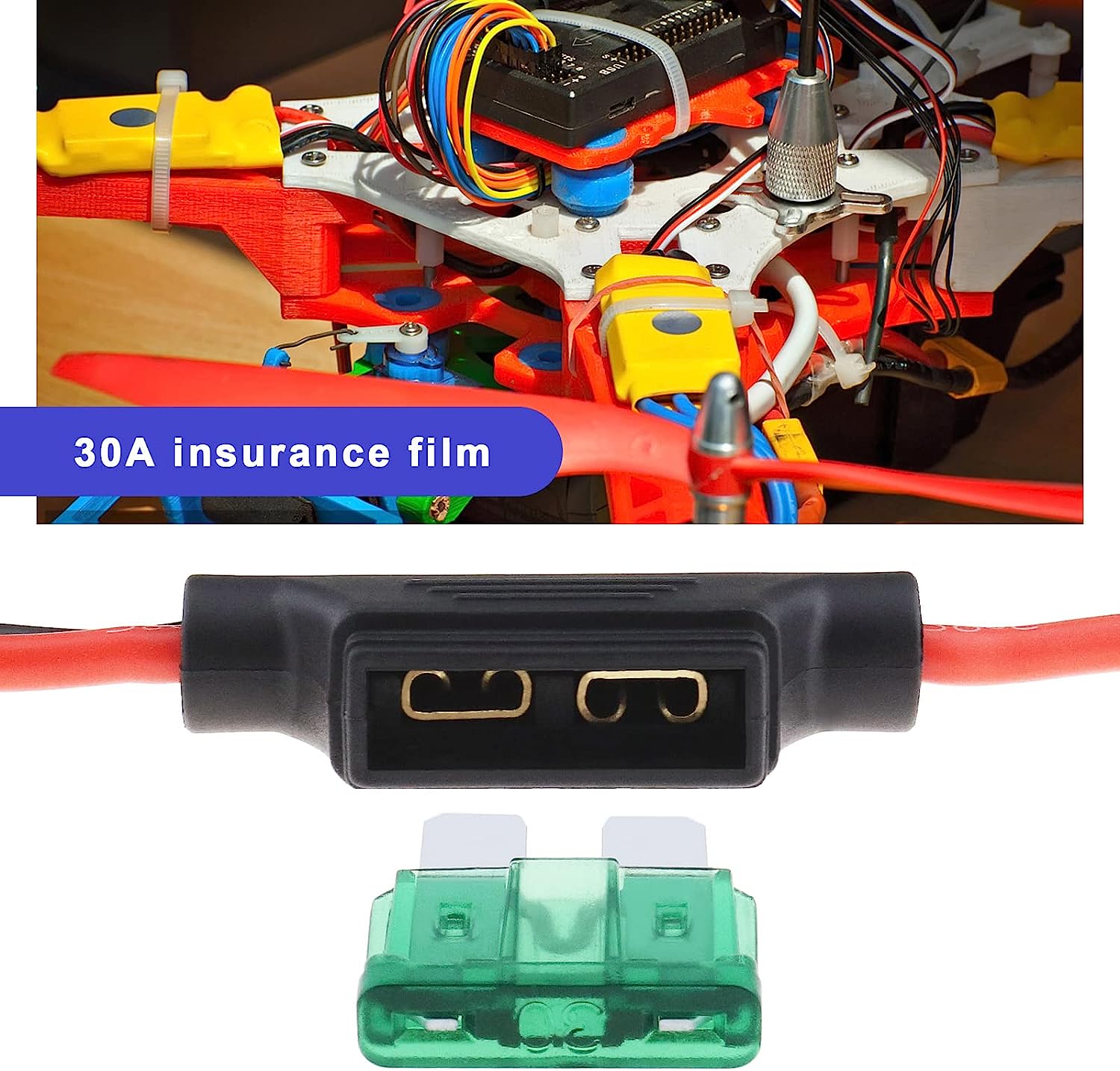 Cavo di Prolunga XT60 Maschio a Femmina 30A con Fusibile | Filo Silicone 12AWG | Per Biciclette Elettriche e Droni RC, Giallo