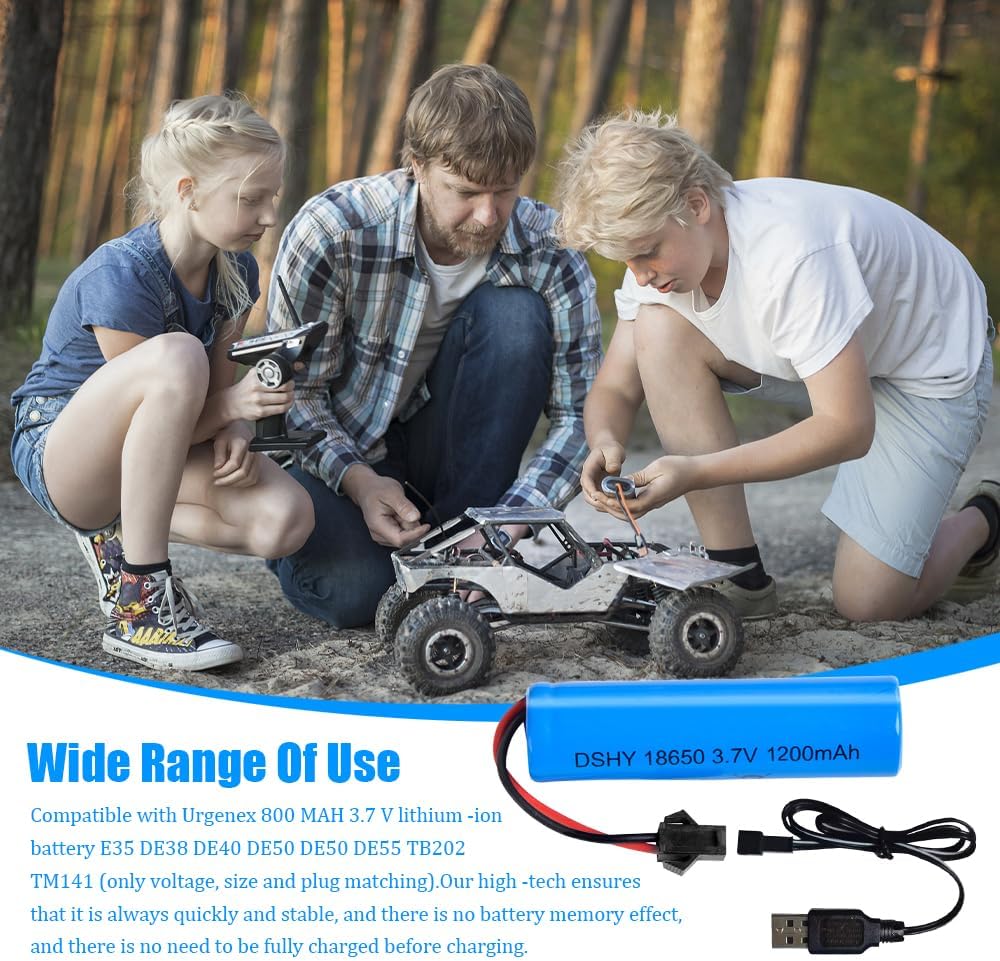 4 Pezzi Batterie 3.7V 1200mAh con Cavo USB per DE45 DE42 1:14 | Spina SM-2P | Ricarica Veloce, Blu