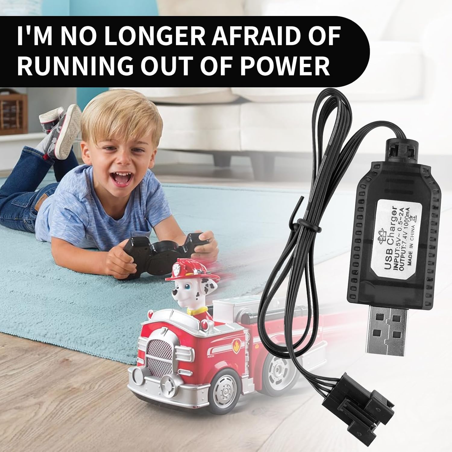 2 Pieces Universal USB Battery Charger for 7.4V 2S LiPo Batteries - 4PIN SM-4P - Compatible with RC Car/Drone/Boat - Overcharge Protection - Charge Indicator, Black