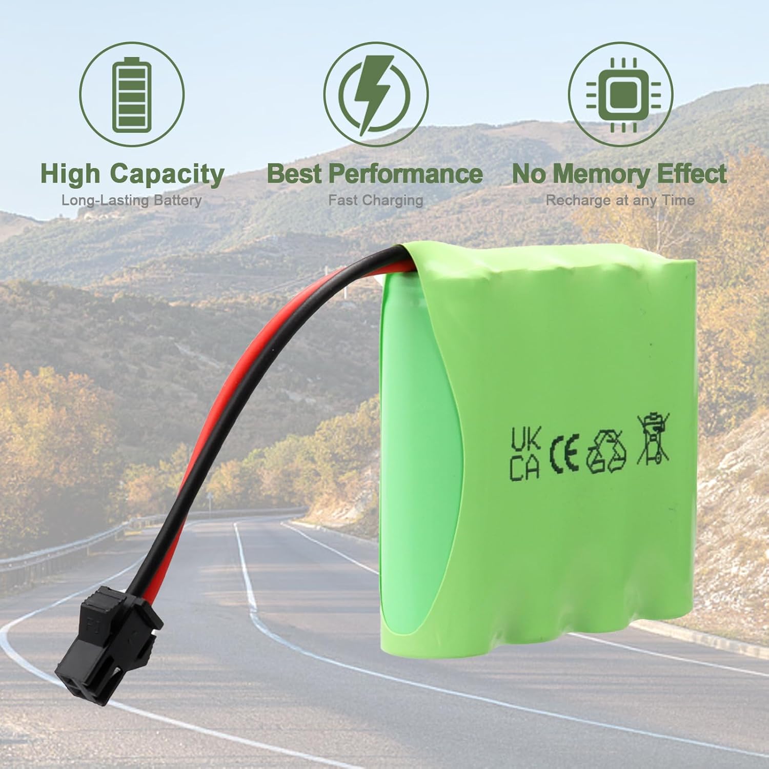 2 Batterie NiMH 4.8V 2400mAh SM-2P Ricaricabili per RC Auto e Modellismo