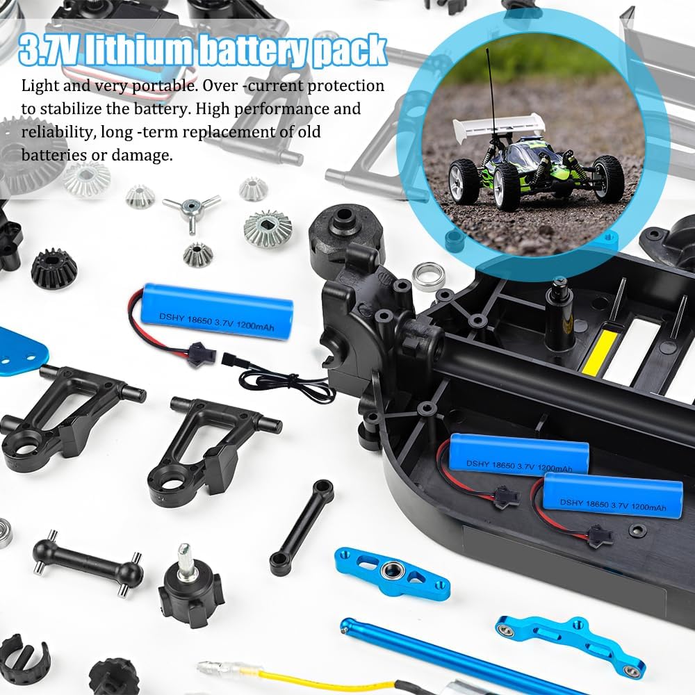 4 Pezzi Batterie 3.7V 1200mAh con Cavo USB per DE45 DE42 1:14 | Spina SM-2P | Ricarica Veloce, Blu