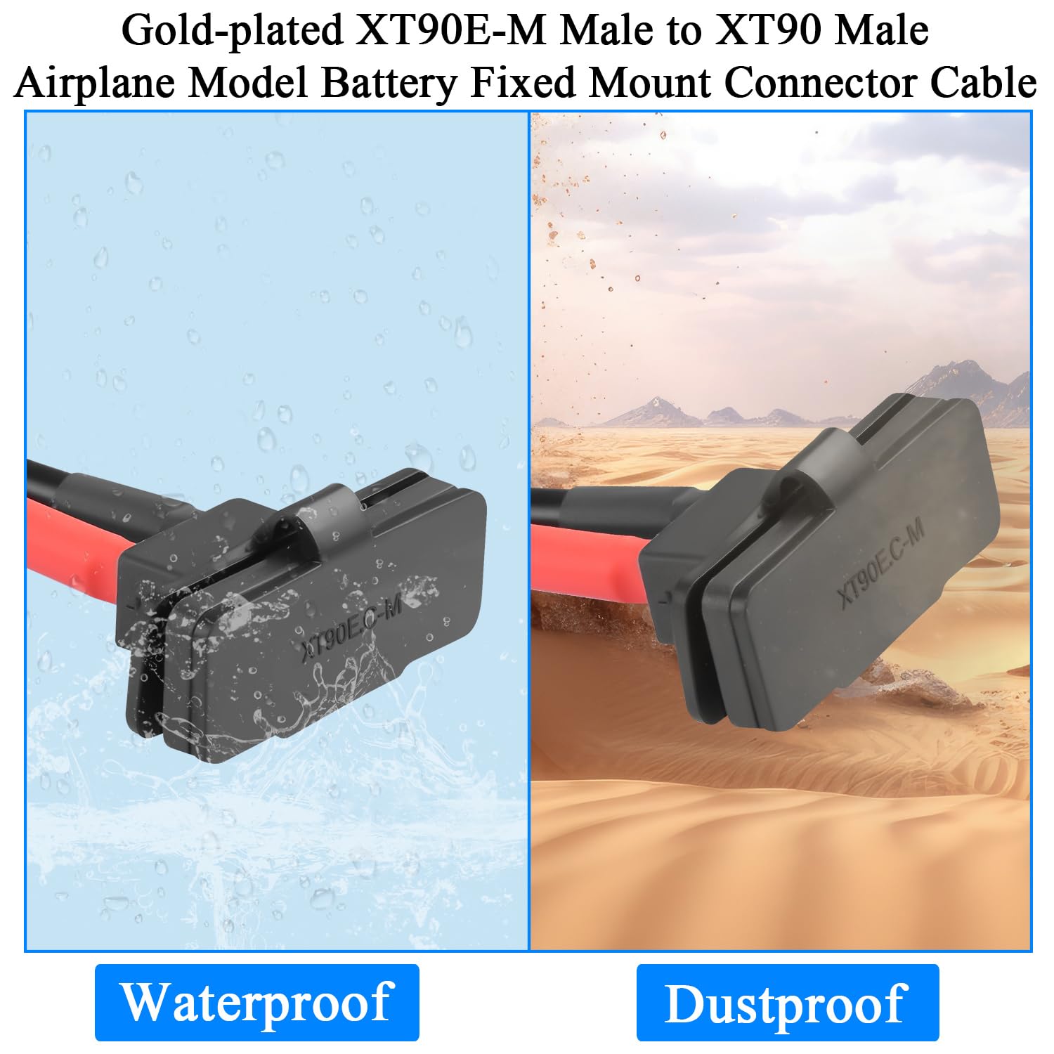 Cavo XT90E-M a XT90 Maschio 30cm 10AWG Bulkhead per Batterie LiPo RC