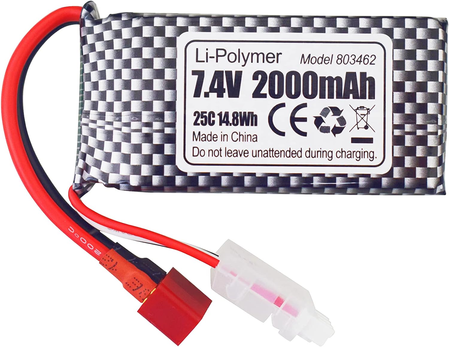 Set 2 Batterie LiPo 7.4V 2000mAh con T-plug e Caricatore 2in1 | Compatibile RC 9200, 9200E, S920, 9125