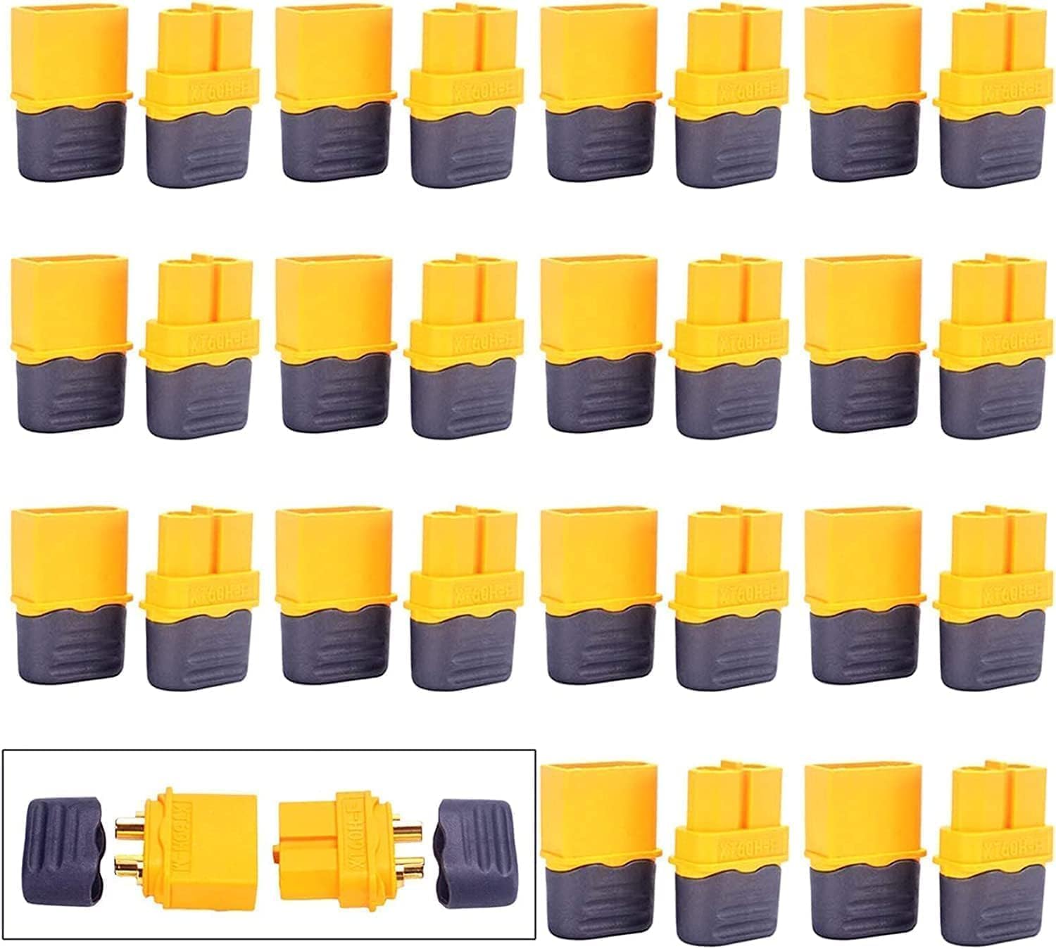 15 Pieces XT60 Plug Connector, XT60H with Sheath Female Male Connector with Sheath Housing for Lipo Battery FPV Drone