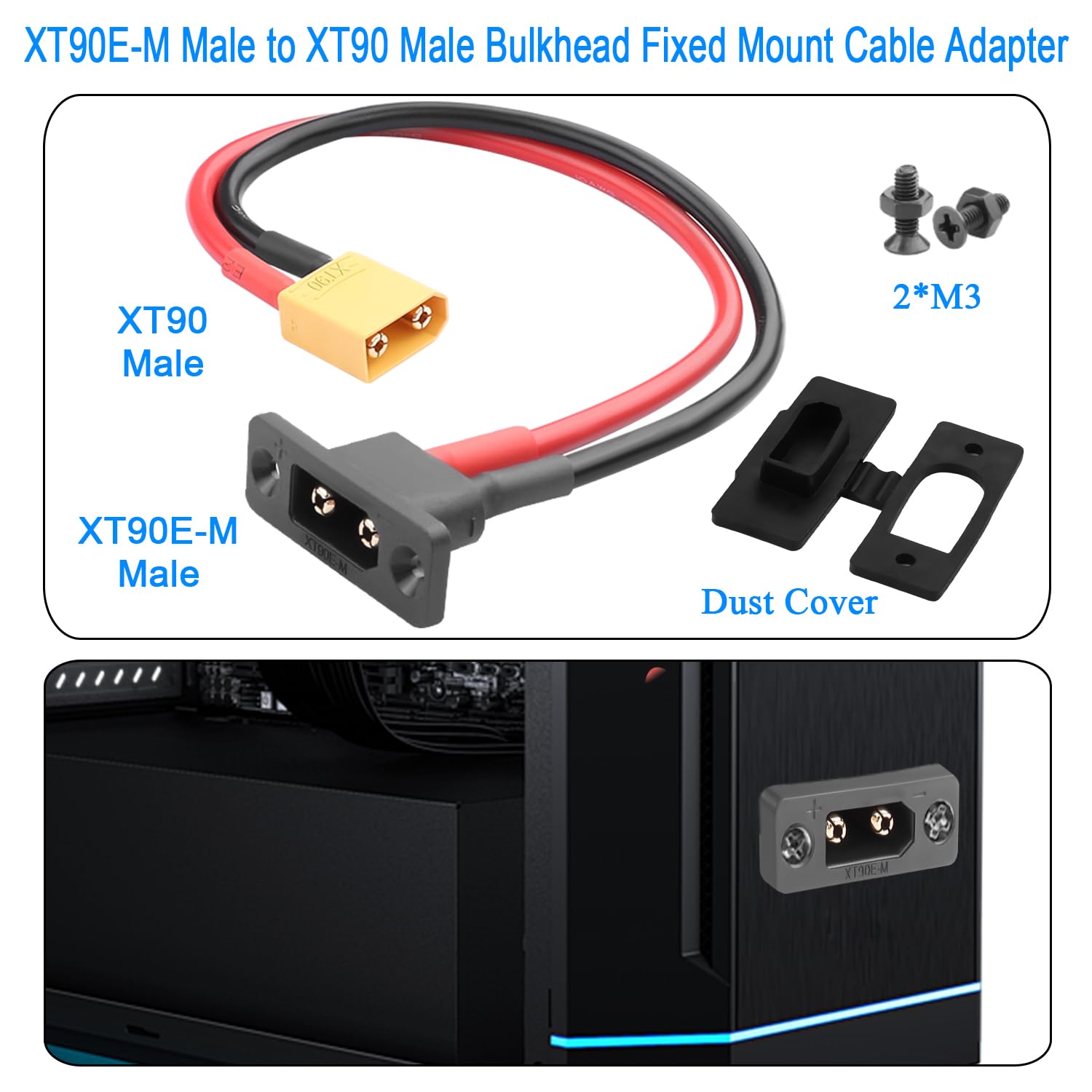 2 Pieces XT60 Parallel Male to 2 Female and Female to 2 Male 14AWG Cable | RC Lipo Battery Adapters | Drones, Cars, Airplanes, Model Builders