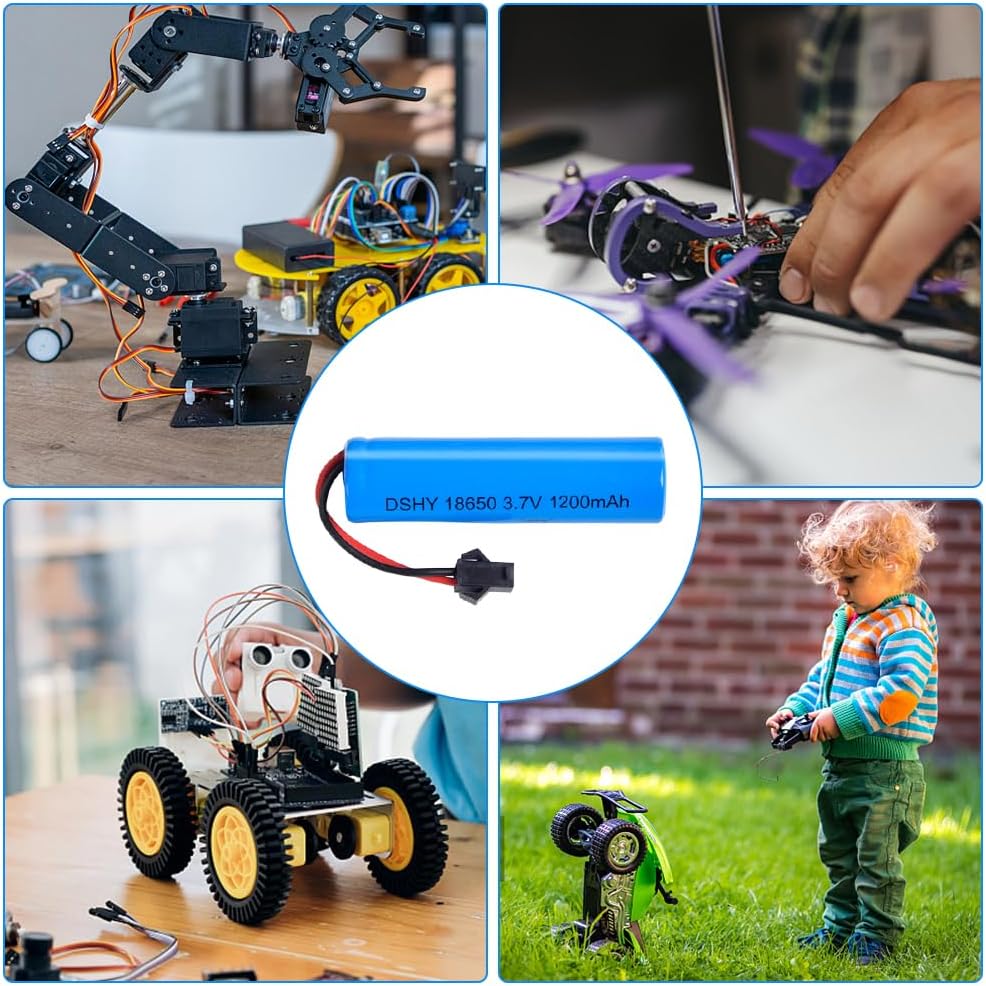 4 Pezzi Batterie 3.7V 1200mAh con Cavo USB per DE45 DE42 1:14 | Spina SM-2P | Ricarica Veloce, Blu