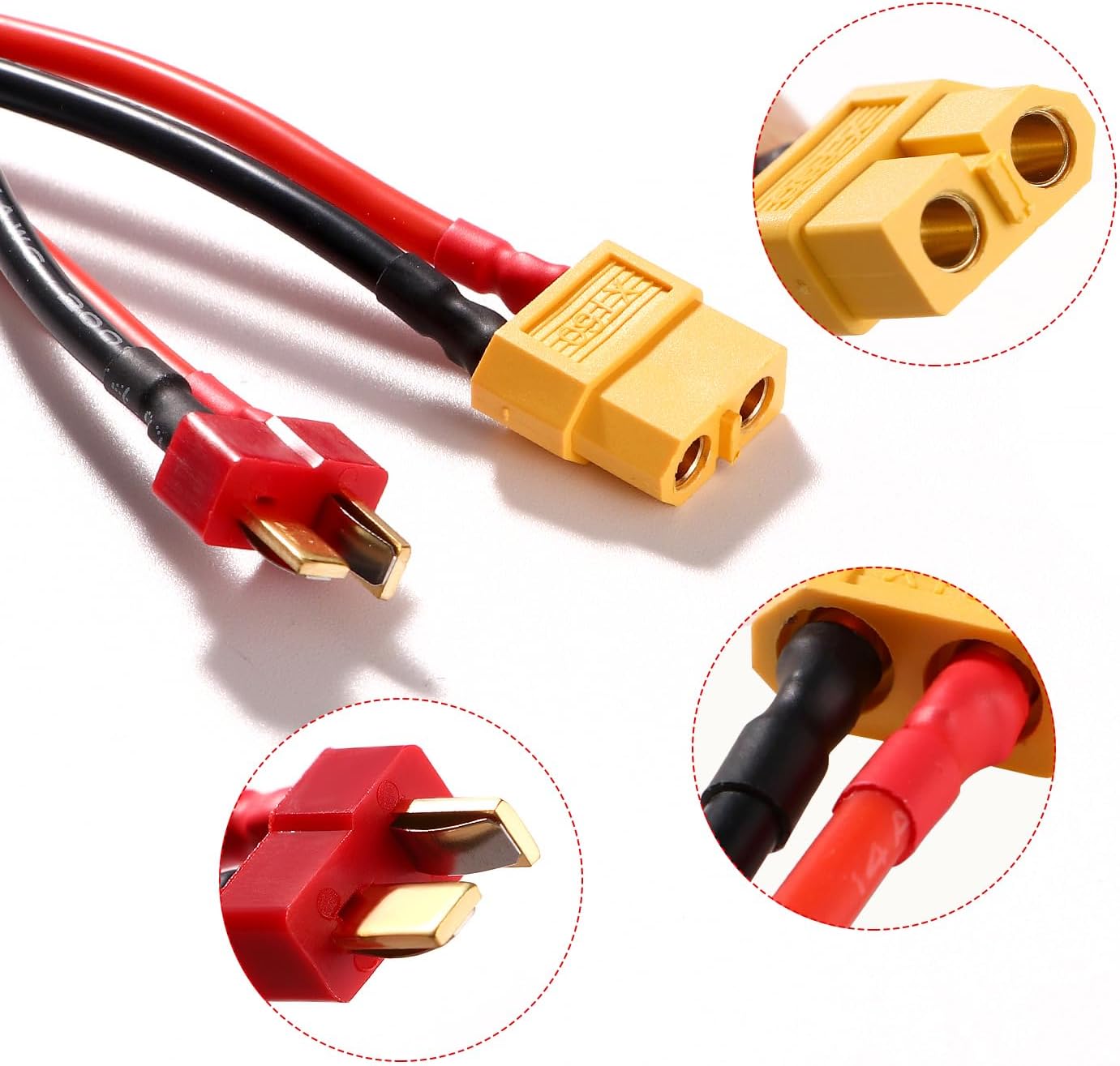 2 Adattatori T-Plug Maschio XT60 Femmina 14AWG Silicone 10cm LiPo RC ESC Caricabatterie