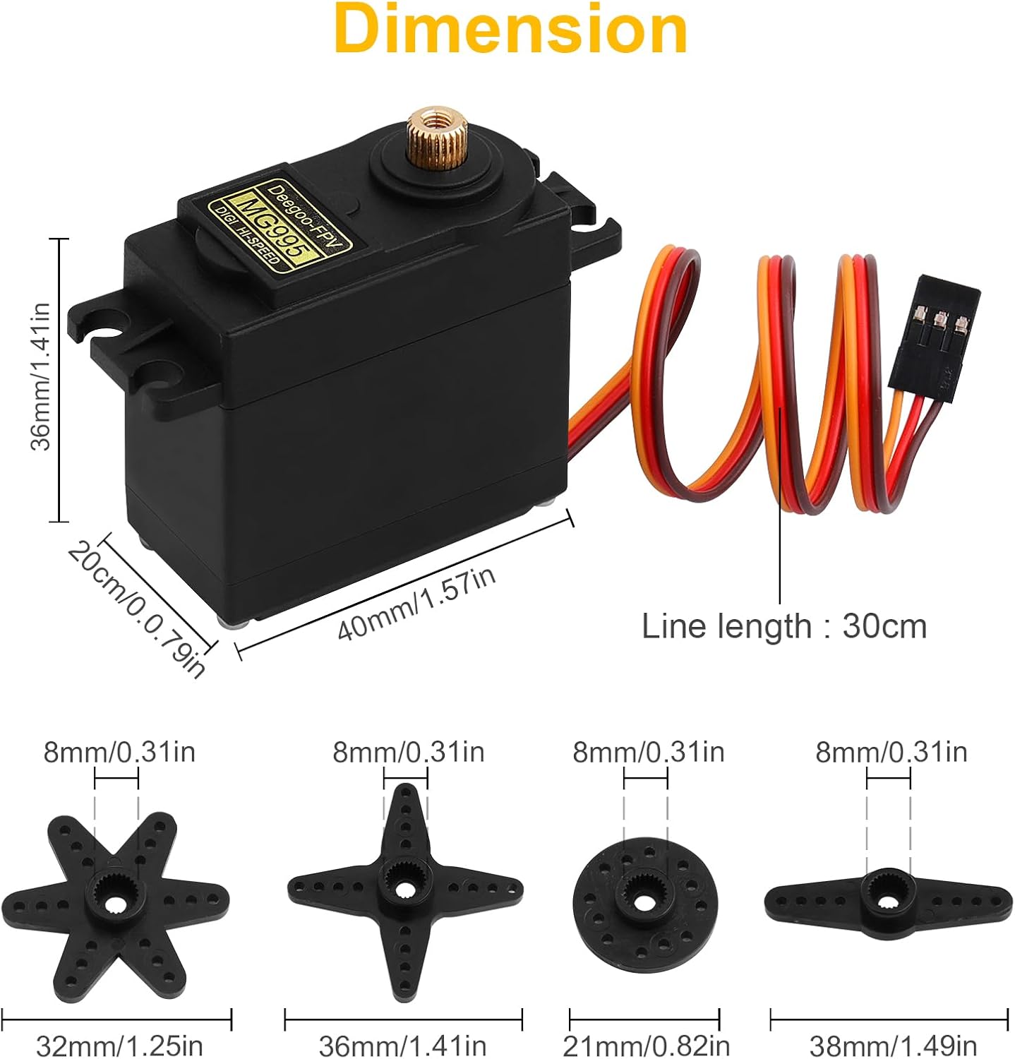 2 Pieces Servomotor with Metal Gears High Speed Waterproof Digital Torque Servomotor for RC Helicopter Airplane Mechanical Arm