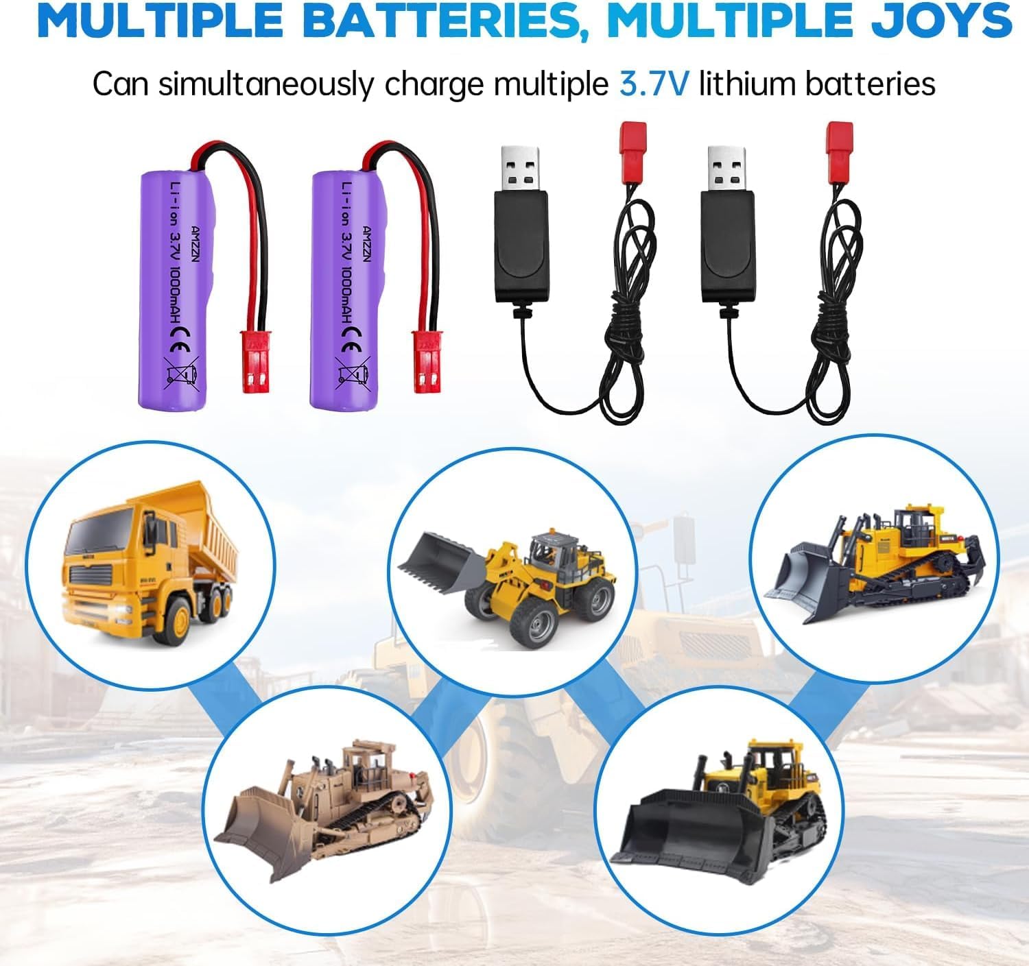 1 kus 7,4 V 1000 mAh SM-4P nabíjateľná batéria s USB nabíjacím káblom pre RC vozidlá DE36W DE65 NO.1809