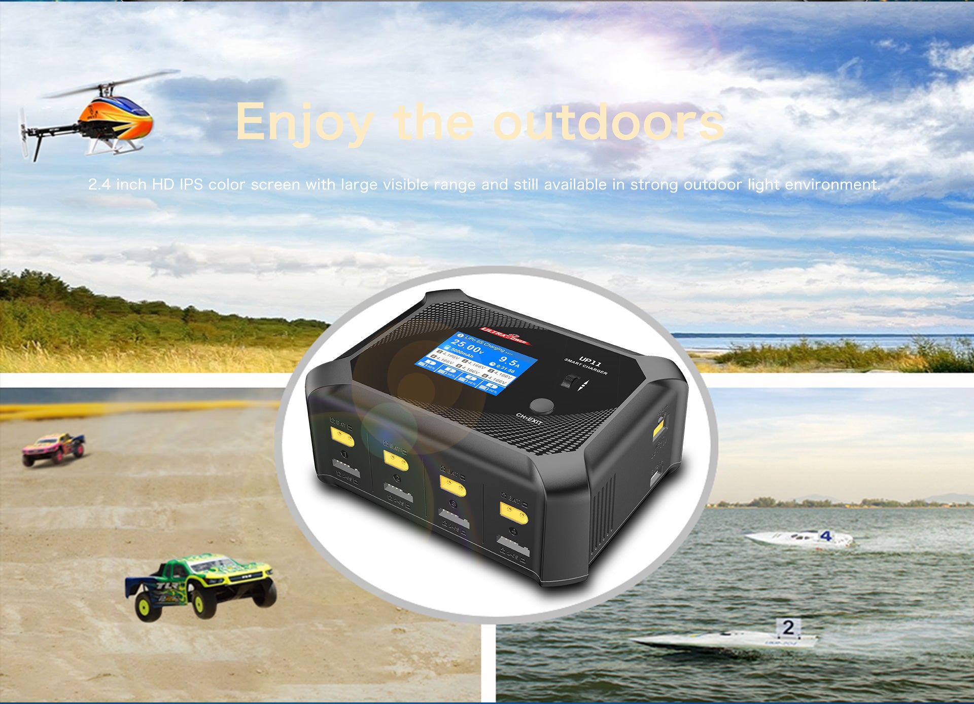 UP11 Caricabatterie Intelligente 600W 4 Canali con Bilanciamento per Batterie LiPo/LiFe/LiHV/NiMH - Tecnologia Smart Charging