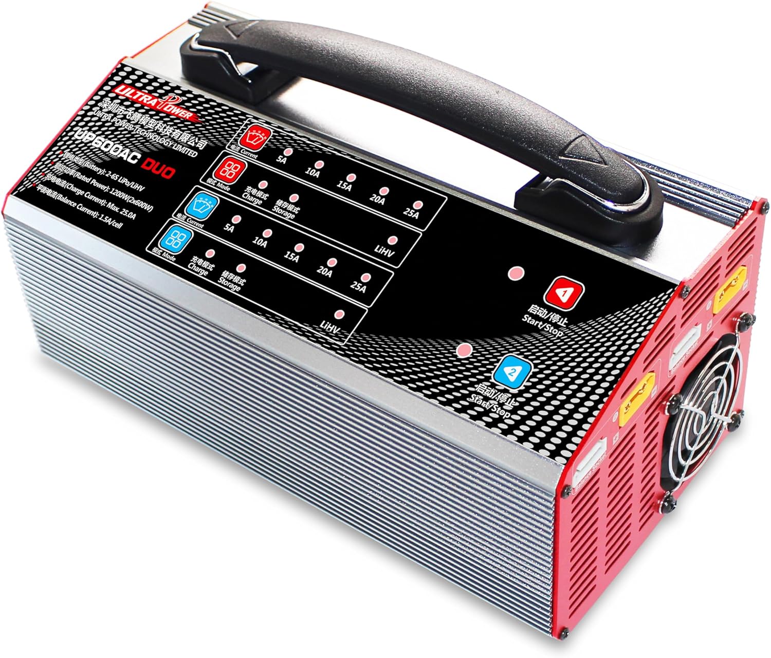 UP600AC DUO Charger for UAV Drones: Dual Channel 2X600W 25A for 2-6S Batteries - Efficient and Fast Charging